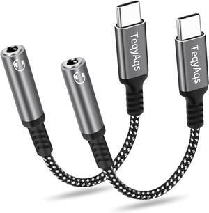 USB Type C to 3.5mm Female Headphone Jack Adapter (2-Pack) USB C to Aux Audio Dongle Cable Cord Compatible with iPhone 15/15 Plus/Pro/Pro Max iPad Pro  Galaxy S23/S23/S22/S21Ultra MacBook