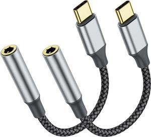 USB-C to 3.5mm Headphone Jack Adapter Type-C to 3.5mm Aux Adapter Compatible with iPhone 15/15 Pro/15 Pro Max/15 Plus  Galaxy S22/S21/S20 Ultra/Note 20 and More (2 Black)