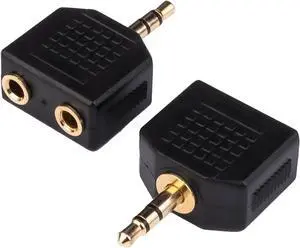 2-Pack 3.5mm Headphone Y Splitter Gold Plated 3.5mm 1/8 inch Male to Dual Female Stereo Jack Adapter Converter