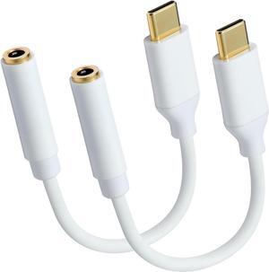 USB C to 3.5mm Female Headphone Jack Adapter Type C to Aux Audio Dongle Cable Cord Compatible with iPhone 16/16 Pro/15/15 Pro/Pro Max/Plus Galaxy S24/S23/S22 Ultra iPad Pro Pixel 9/8(2 Pack)