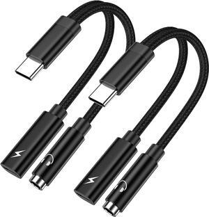 USB C to 3.5mm Headphone and Charger Adapter for  Galaxy A55 A35 S25 S24 S23 Ultra A16 A15 A54 2 in 1 USB Type C to Aux Audio Jack Adapter with PD 60W Fast Charging Dongle Cable for iPhone 16