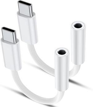 USB Type C to 3.5mm Female Headphone Jack Adapter (2-Pack) USB C to Aux Audio Dongle Cable Cord for iPhone 15/15 Pro Max/15 Plus/ iPad Pro MacBook Pixel XL  Galaxy S20 S21