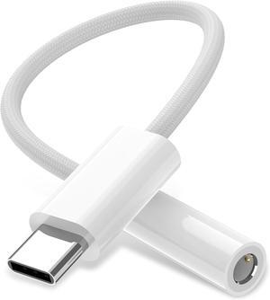 USB C to 3.5mm Audio Adapter Headphone Jack Adapter for iPhone 16/15 Pro Max/Pro/Plus iPad Headphone Adapter USB C to Aux Audio Dongle Cable Cord for Galaxy S24 S23 Ultra/Pixel 9 - White
