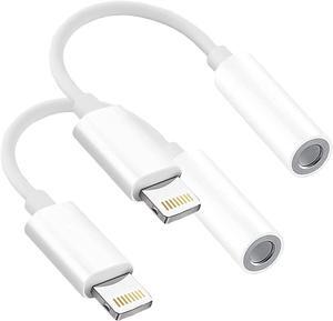 2 Pack Headphones Adapter Lightning to 3.5 mm Headphone/Earphone Jack Audio Aux Adapter Dongle Compatible with iPhone 14 13 12 11 Pro XR XS Max X 8 7 6s Plus