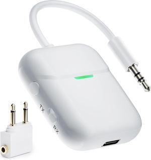 Bluetooth Transmitter Receiver for 2 AirPods or BT Devices Bluetooth Wireless Transmitter for Headphones 3.5mm Aux Audio Jack Adapter for Airplane