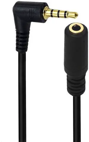 3.5mm 90 Degree Right Angle Male to Female Audio Extension Cable 25cm Adapter for Headphone or Smartphone