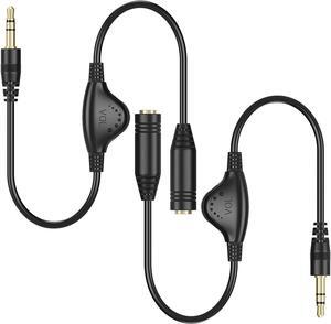 3.5mm Headphone Extension Cables 2pcs 3.5mm Male to Female Stereo Audio Extension Cord with Volume Adjustment Control for Smartphone Tablets MP3 Players - 10inch