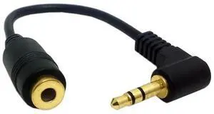 90 Degree Right Angled 3.5mm 3poles Audio Stereo Male to Female Extension Cable 10cm Black
