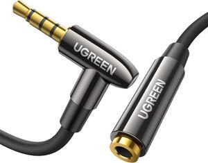 Headphone Extension Cable with MIC 4 Pole 3.5mm Extension TRRS Jack Stereo Extender Cord Right Angled Compatible with Gaming Headset Earphone Switch Lite PS4 TV PC Car Speaker 10FT