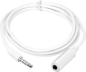 2-Pack 3.5mm 4-Pole Male to Female Auxiliary Extension Audio Stereo Cable Cord for Headphones  iPad iPhone iPod  Galaxy Android MP3 Players -White (3 Feet)