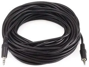 Audio/Stereo Cable - 3.5mm(1/8) AUX Male to Male TRS Plug Molded Strain Relief Boots 50 Feet Black