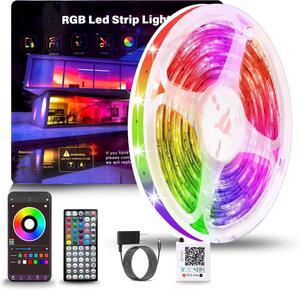 Led Lights for Bedroom 50ft (1 Roll) Color Changing RGB Led Strip Lights with 60 Keys Remote and App Control Music Sync Led Lights for Room Kitchen Party Home Decor