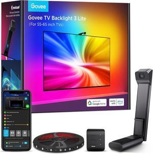 TV Backlight 3 Lite with Fish-Eye Correction Function Sync to 55-65 Inch TVs 11.8ft RGBICW Wi-Fi LED Strip Lights with Camera 4 Colors in 1 Lamp Bead Voice and APP Control Adapter