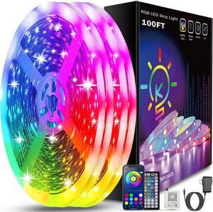 100ft Led Strip Lights (2 Rolls of 50ft) Bluetooth Smart App Control Music Sync Color Changing RGB Led Light Strip with Remote Led Lights for Bedroom Room Home Decor Party Festival