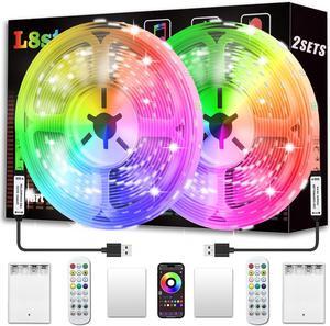 Battery Powered Led Strip Lights 13ft 2x6.5ft USB/Battery Operated RGB LED Lights Birthday Christmas Gift with Remote for TV Backlight Bedroom Camping