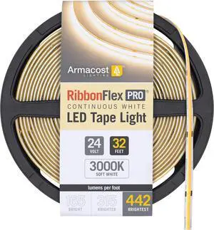 RibbonFlex Pro 24V White COB LED Strip Light Tape 3000K 442 Lumens/Ft 10M 173250