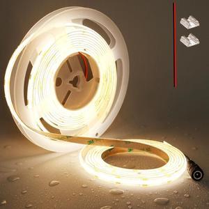 12V COB LED Strip Light 3000K Warm White Waterproof IP65 480LEDs/M Super Bright 4000Lm CRI>90 16.4ft/5M Dotless High Density Cuttable Flexible for Cabinet Home DIY Lighting Projects