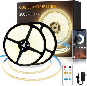 COB LED Strip Lights 100ft 3000K DC 24V Dimmable Warm White Flexible LED Rope Lights for Bedroom with Remote and app Control LED Lights Strip for Living Room Shelf Cabinet