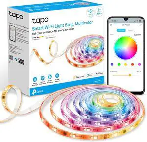 TP-Link RGBWIC Smart LED Light Strip 16.4Ft 1000 Lumens 16M Dimmable Colors 50 Color Zones Works w/Apple HomeKit/Alexa/Google Home Sync-to-Sound IP44 PU Coating Trimmable L930-5