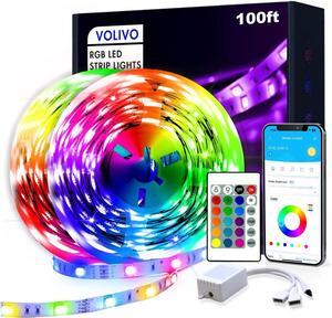 100ft RGB Led Strip Lights Color Changing Led Light Strips Kit with 24 Keys IR Remote Control Music Sync Lighting for Bedroom Room Home
