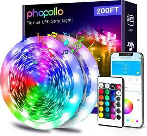 LED Lights for Bedroom 200ft Music Sync Color Changing Smart App Control with Remote Ultra-Long LED Strip Lights for Party Home Decoration.