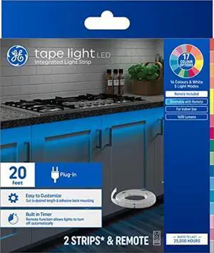 LED Tape Light Color Changing Plug-In Light Strip Fixture with Timer 20ft
