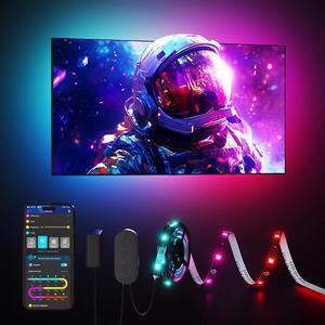 TV LED Backlight Strip RGBIC Smart LED Backlight for 40-50inch TVs Music Sync Wi-Fi Bluetooth & App Control Works with Alexa & Google Assistant 77 Scene Modes Adapter