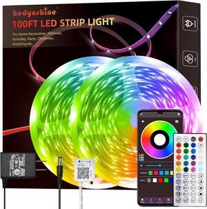 LED Strip Lights 100ft 2rolls RGB Color Changing Smart Strip Lights by APP Sync to Music 40 Key Remote Control LED Lights for Bedroom