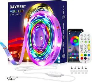 Led Lights for Bedroom 33ft Led Chasing Effect Dream ICRGB Light Strip USB Smart Light Strips APP Control Music Sync Color Changing Led Strip Lights with Remote for Home christmas Decoration