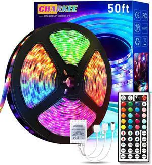 LED Lights for Bedroom 50 ft Color Changing LED Strip Lights with 44-Key Remote 12 Volt RGB SMD5050 Tape Lighting for Bedroom Room Decor Indoor IG TikTok DIY(44key Remote)