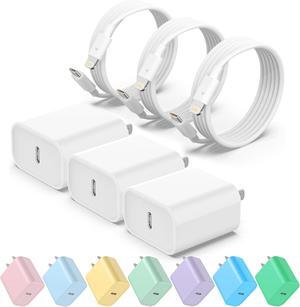 USB C Fast Charger 3 Pack 20W USB-C Power Adapter with 3 Pack 6FT Type C to Lightning Cable for iPhone 14/13 Pro/13/12/12 Mini/12 Pro Max/11 Pro