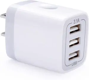 USB Wall Charger Adapter 18W/3Amp Fast Multiple 3-Ports USB Plug Charger Block Cube Charger Box USB Brick Charging Base for iPhone 16 15 14 13 12 11 Pro Max Xs XR X 8 7 6 Pad  Android