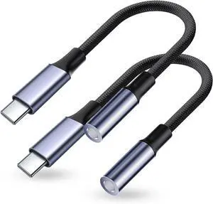 USB Type C to 3.5mm Headphone Jack Adapter (2-Pack) USB C to Aux Female Audio Dongle Cable Cord Compatible for iPhone 15 Pro Max/15 Pro/15 Plus  Galaxy S23/S22 Ultra iPad Pro MacBook