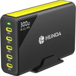 300W USB C Charger GaN Charging Station Desktop 5 Ports PD 100W Fast Power Adapter Support PD3.0 /PPS 45W /QC5 for MacBook Pro/Air iPhone 15 Pro  HP  etc