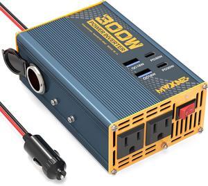 300W Power Inverter DC 12V to 110V AC Adapter with Dual AC Outlets/2 PD30W USB-C/2 QC18W USB Ports/1 Cigarette Lighter Outlet - Ideal Car Charger for Laptops