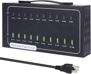 480W USB Charging Station 20 Port Fast Charging Station for Multiple Devices PD3.0/QC4.0 Multi-Protocol Smart Power Delivery & Overload Protection for iPhone iPad Tablet and More