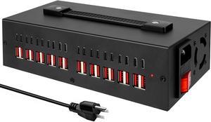 Portable USB~C Charger Block 300W(40A) 40Port (20 USB A & 20 USB~C Port) Home USB Charging Station for Multiple Devices Desktop USB Wall Charger Compatible with iPhone iPad Kindle Tablets Watch