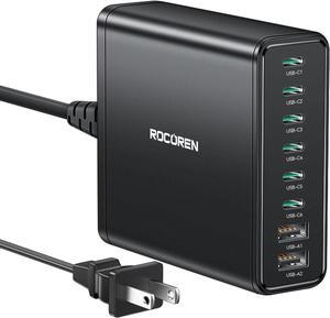 200W USB C Charging Station 8 Ports GaN PD3.0 & QC4.0+ 100W Laptop Charger Multiport 45W PPS USB C Desktop Wall Charger Fast Charging for MacBook Pro iPhone 16 iPad  S25 HP