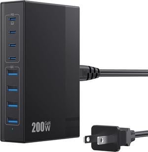 200W USB C Charger Block 8-in-1 GaN III USB C Charger Fast Charging Station Hub PD 65W Laptop Charger Adapter Travel Charger for MacBook Pro/Air/ XPS/iPhone 16/15/14/iPad/Galaxy S24 etc.