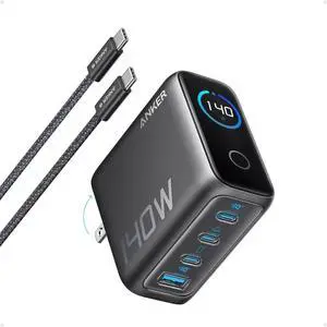 Laptop Charger 140W MAX USB C Charger 4-Port Multi-Device Fast Charging Advanced GaN Power Adapter Intuitive Touch Controls for MacBook iPhone 16 Series  Galaxy Pixel and More