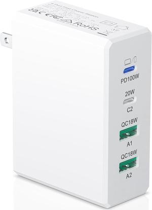 USB C Charger Block 156W GaN3 Fast Charging Station Upgraded Exclusive PD 100W for Laptops Wall Charger Hub Multiple Ports Compatible with MacBook Pro/Air Tablets iPhone iPad Galaxy Pixel
