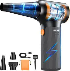 Compressed Air Duster 260000RPM Cordless Electric Air Blower with Brushless Motor 3-Speed Adjustable & Rechargeable  Powerful Dust Cleaner for Keyboard Computer Car Outdoor Air Bed
