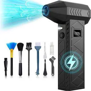 10000mAh Compressed Air Duster 180000RPM Electric Air Duster with Display Screen & Light 4 Gear Adjustable Cordless Rechargeable Turbo Car Dryer Jet Air Blower for Keyboard Computer Car Home