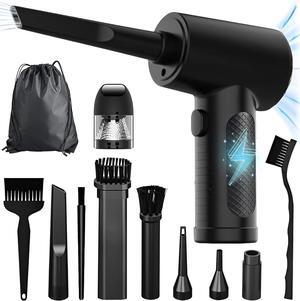 Compressed Air Duster Car VacuumElectric Air Duster and Vacuum 2 in 1 3 Speeds 100000 RPM Cordless Air Blower Reusable Air Duster for Computer Keyboard Swimming Ring Car with LED Light
