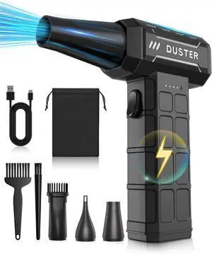 Compressed Air Duster-150 000RPM Electric Cleaner Rechargeable Cordless Air Blower for Keyboard PC Electric Devices Cleaning Turbo Jet Dry Replace Canned Air Compressed Air Cans (Black)