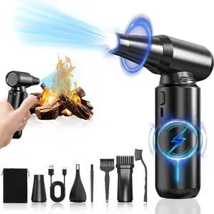 Compressed Air Duster - Aluminum Alloy Shell 300 000RPM High-Speed Cordless Electric Air Duster | 3-Gear Adjustable with LED Flashlight & Brushless Motor | Dust Blower for Keyboard PC Car and Home