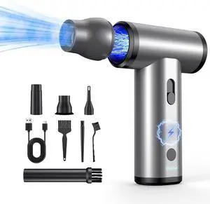 Compressed Air Duster 300000RPM Air Blaster Electric Cleaner for Keyboard PC Deep Cleaning Component Air Bed Infinitely Speed Replace Compressed Air Can-No Canned Air Duster Rechargeable Air Blower
