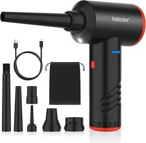 Compressed Air Duster 6000mAh Battery - Electric Air Duster Addcolor AD-38 Keyboard Cleaner for Office-3 Adjustable Wind Speeds with LED Light Cordless & Reusable Canned Air Duster for Computers