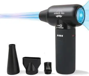 Compressed Air Duster - Electric Duster for Hair Barber 3 Gear Mini Portable Jet Dry Air Blower Cordless Vacuum Cleaner for PC Office Salon Fan Laptop Keyboard Car -Black
