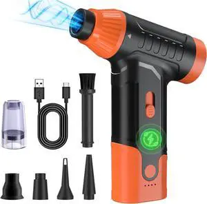 Electric Air Duster for PC - Compressed Air Duster for Keyboard Cleaning 110 000 RPM Rechargeable Mini Blower for Computer (Orange)